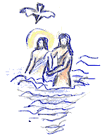 Zeichnung: Johannes der Täufer mit Jesus