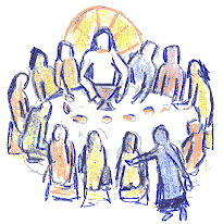 Zeichnung: Jesus und die Jünger beim Abendmahl