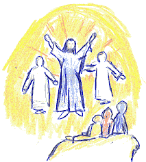 Zeichnung: Jesus bei der Verklärung